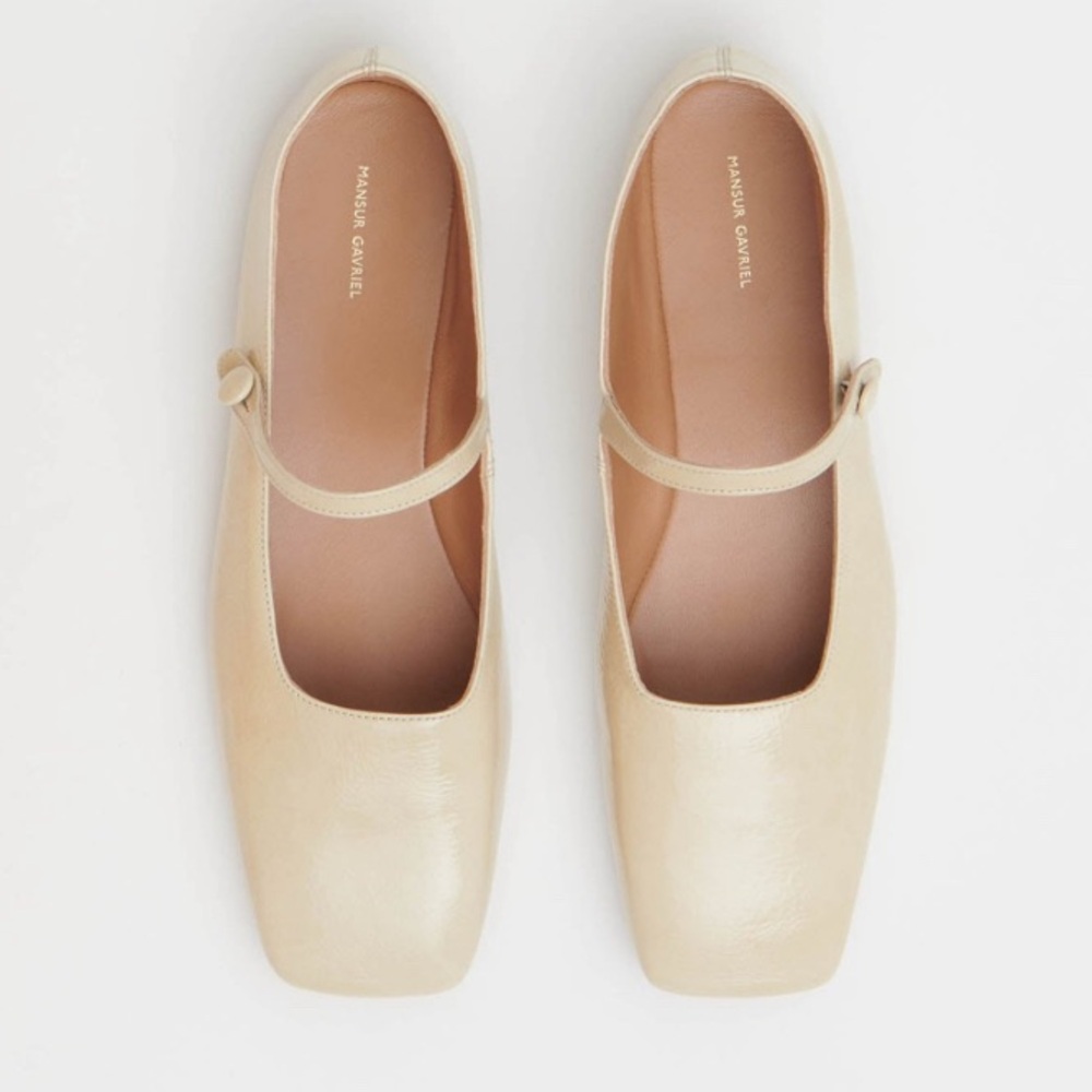 Mansur Gavriel Square Toe Leather Mary Jane Mules In Crema Size EU 36, US 6